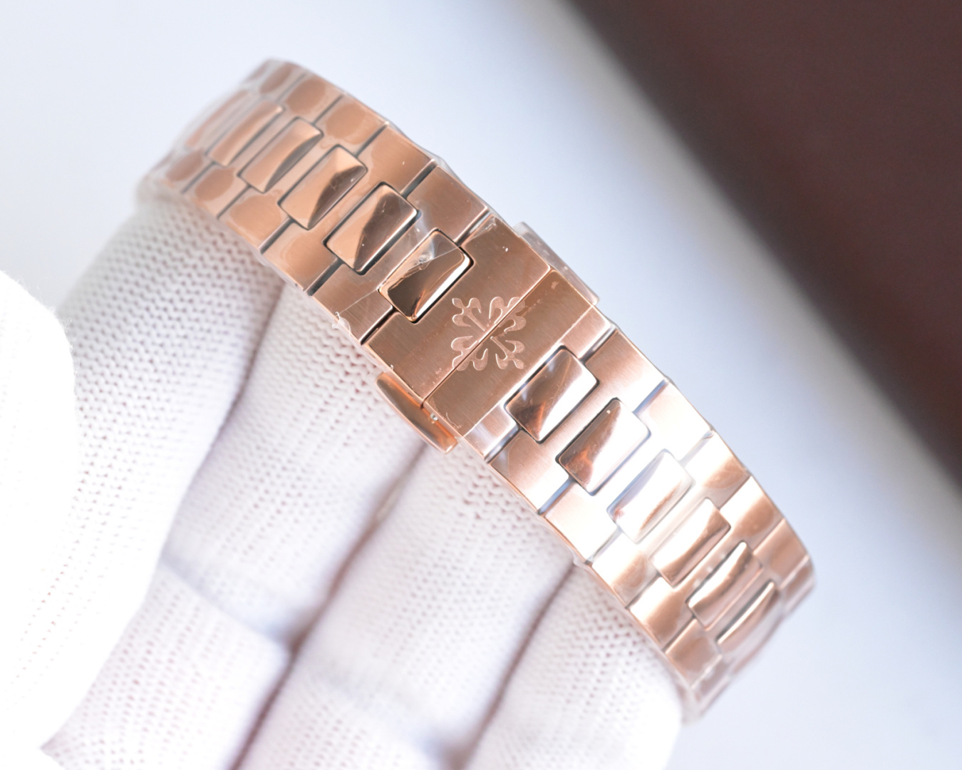 Square Nautilus-inspired 7128 White Sunburst Rose Gold Super Clone