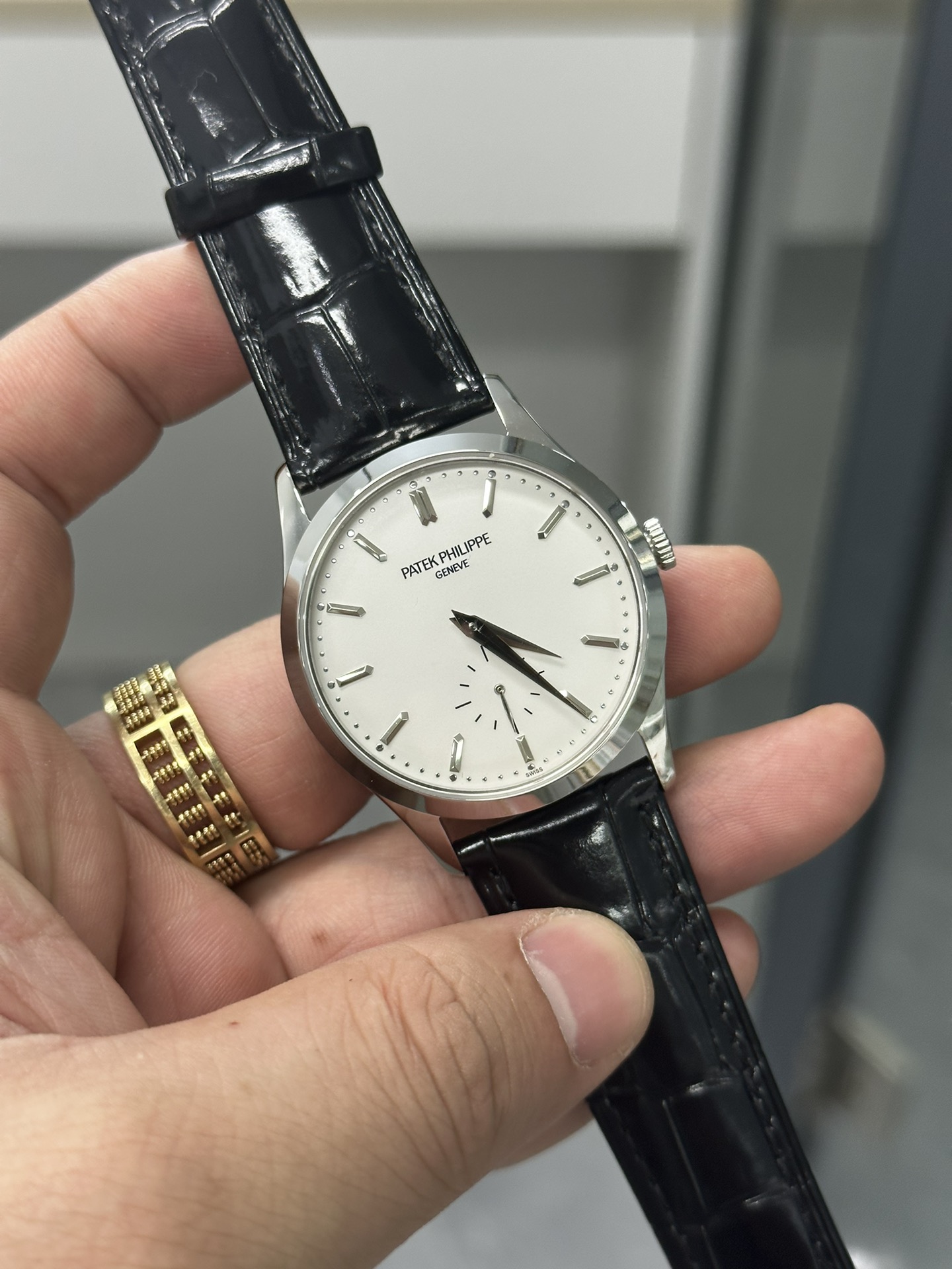 Calatrava 5196G 001 Super Clone White Gold Silver Dial Unisex Watch