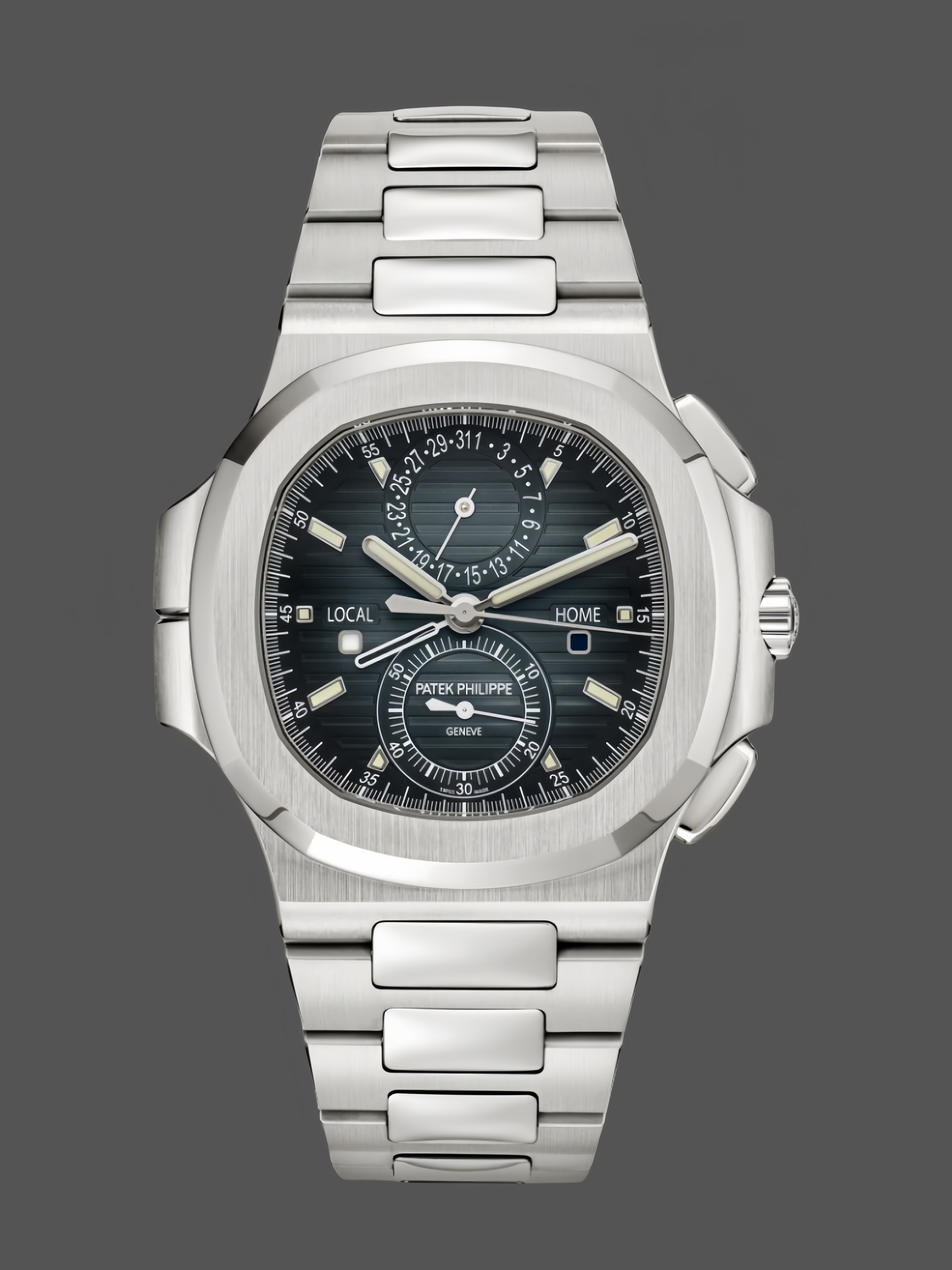 Nautilus 5990 1A 011 Super Clone Silver Black Dial Mens Sports Watch
