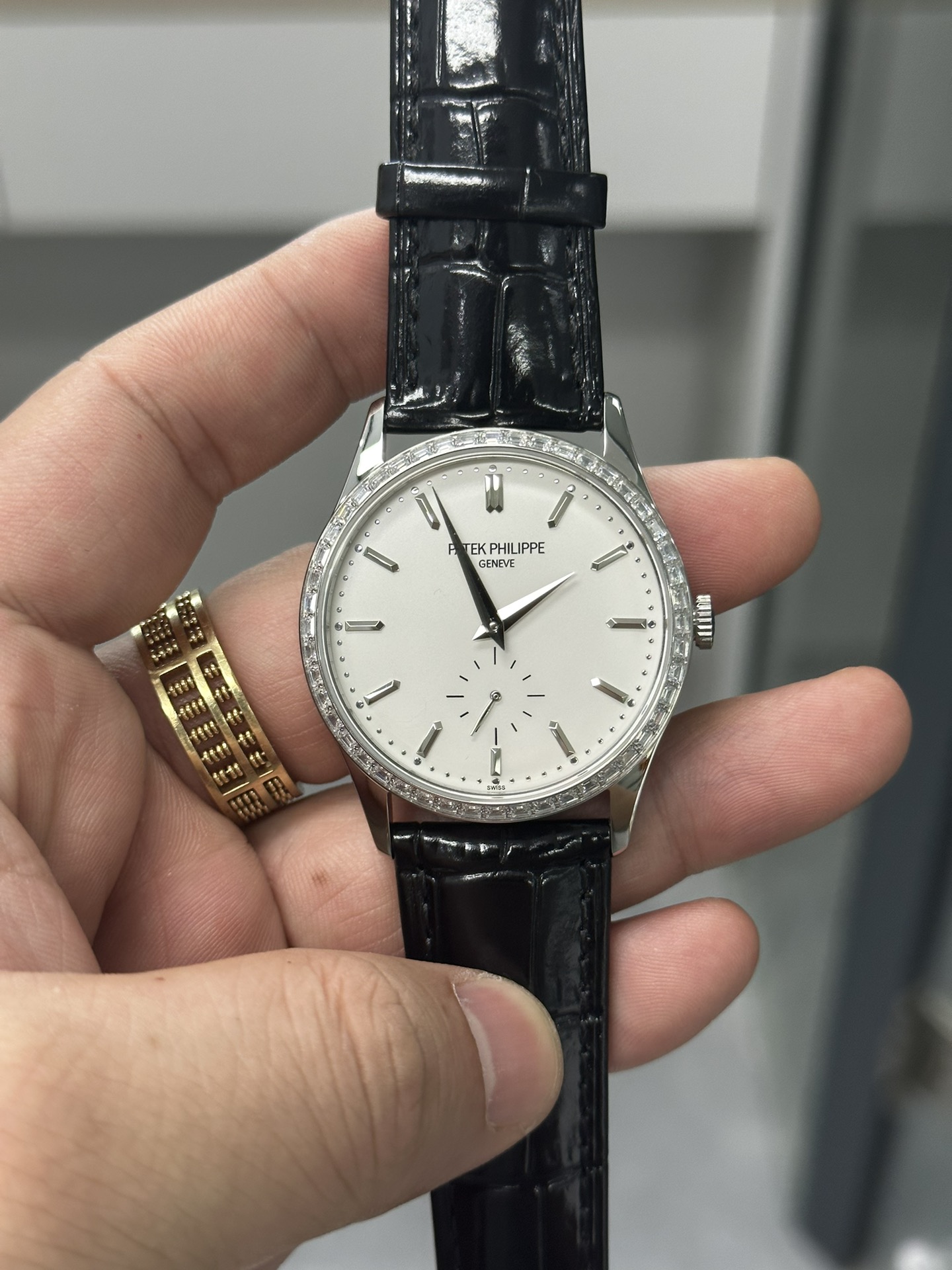 Calatrava 5196G 001 Super Clone White Gold Silver Dial Unisex Watch