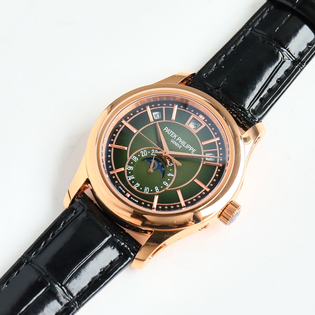 Green Opaline Dial Annual Calendar Moon Phase | Rose Gold Luxury Watch