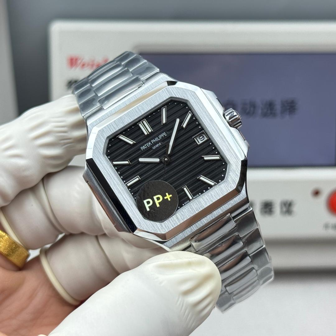 Square Nautilus-inspired 5821 Black Sunburst Full Steel Super Clone