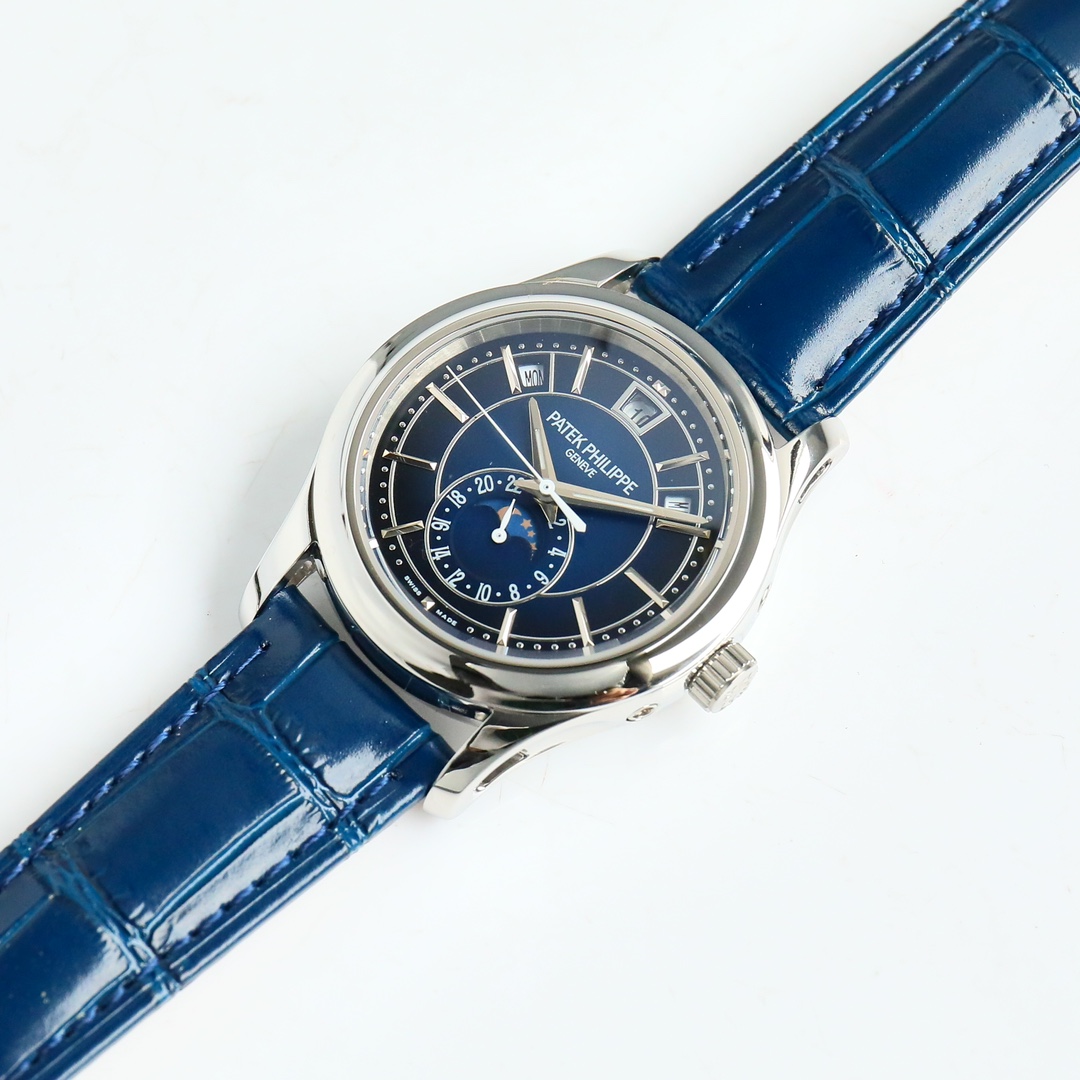 Blue Opaline Dial Annual Calendar Moon Phase | White Gold Luxury Watch