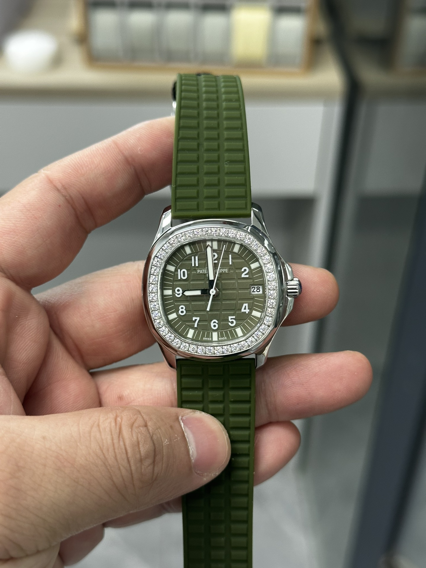 5267‑200A‑011 Super Clone 36MM Green Dial Diamond Bezel Ladies Watch