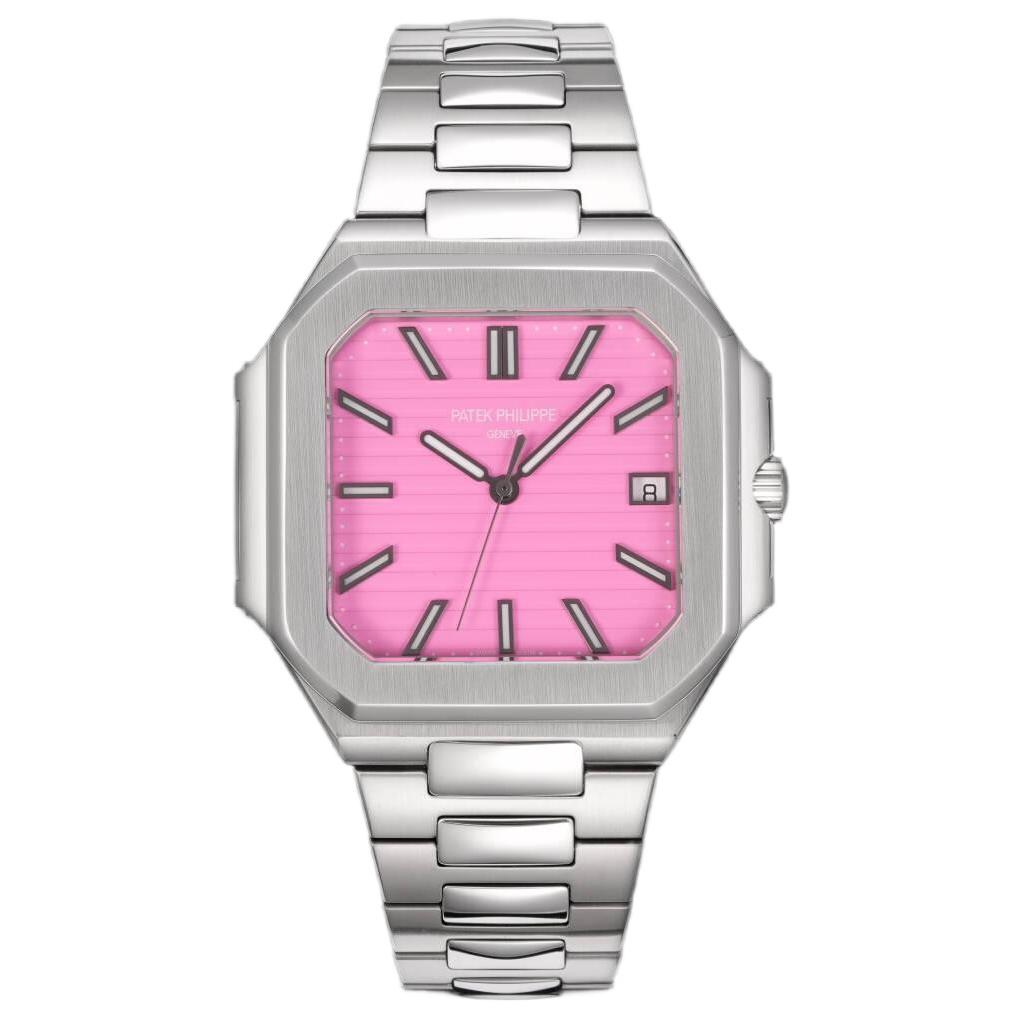 Square Nautilus-inspired 5821 Pink Sunburst Full Steel Super Clone