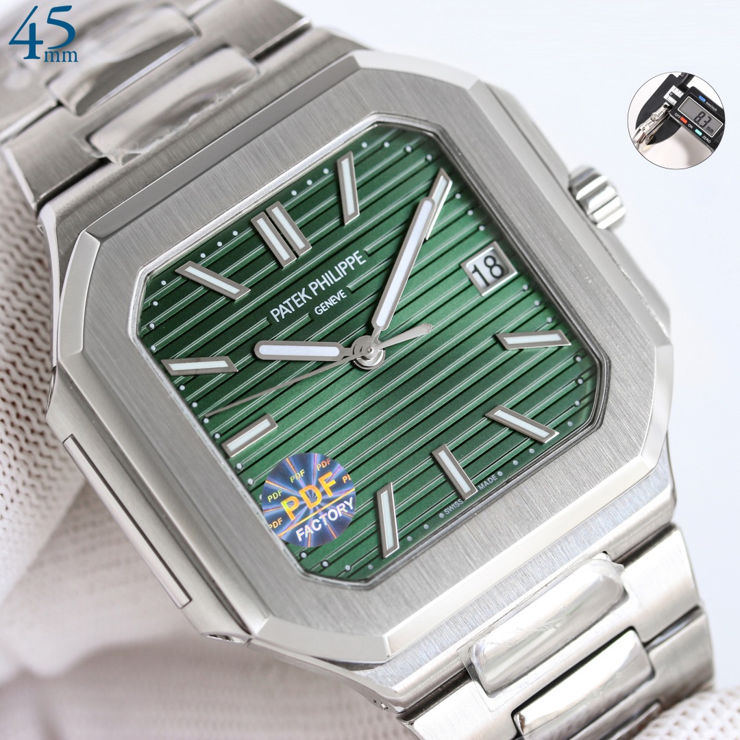 Square Nautilus-inspired 5821 Olive Green Sunburst Full Steel Super Clone