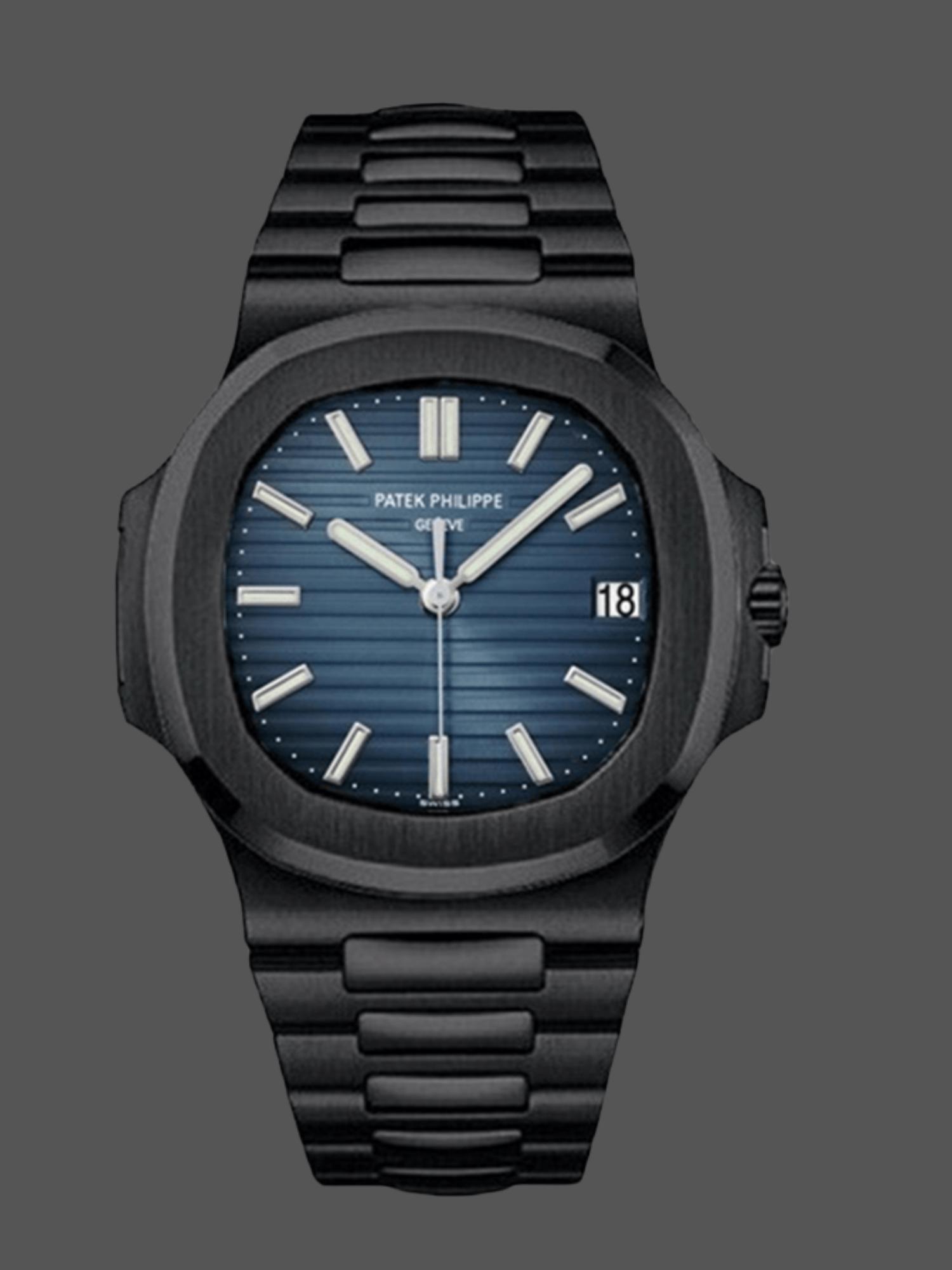 Nautilus 5711 Super clone – 40mm Blue Dial Black‑Titanium Mens Analog Watch
