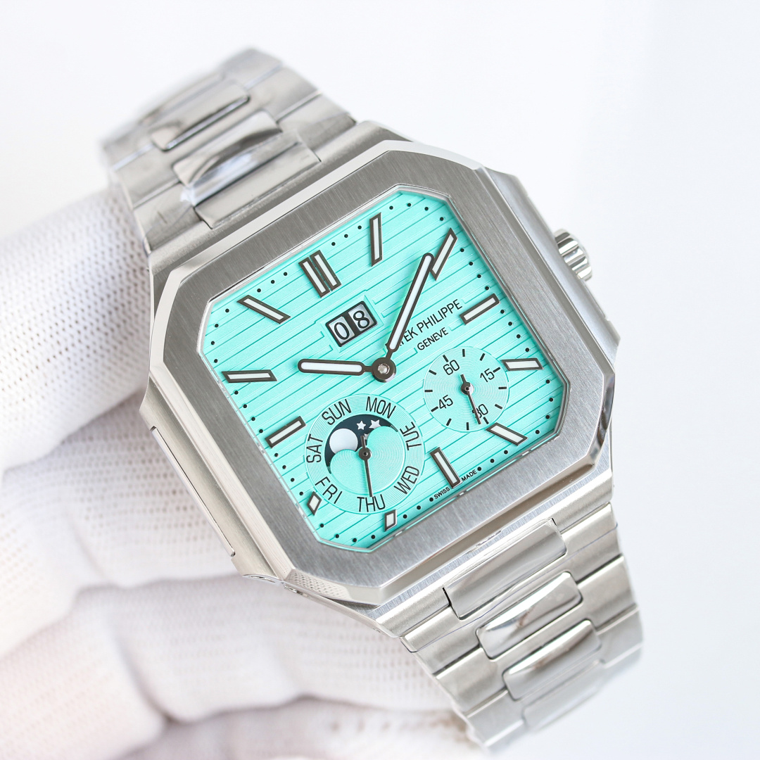 Square Nautilus-inspired 5822 Tiffany Blue Sunburst Annual Calendar Super Clone