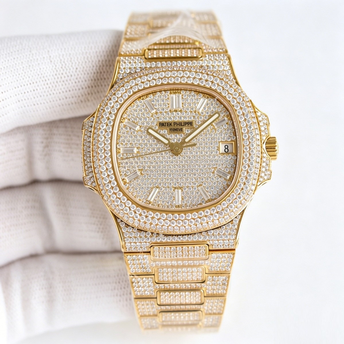 Full 18K Yellow Gold Diamond Watch – Nautilus-Inspired Racing Legacy in Pure Gold