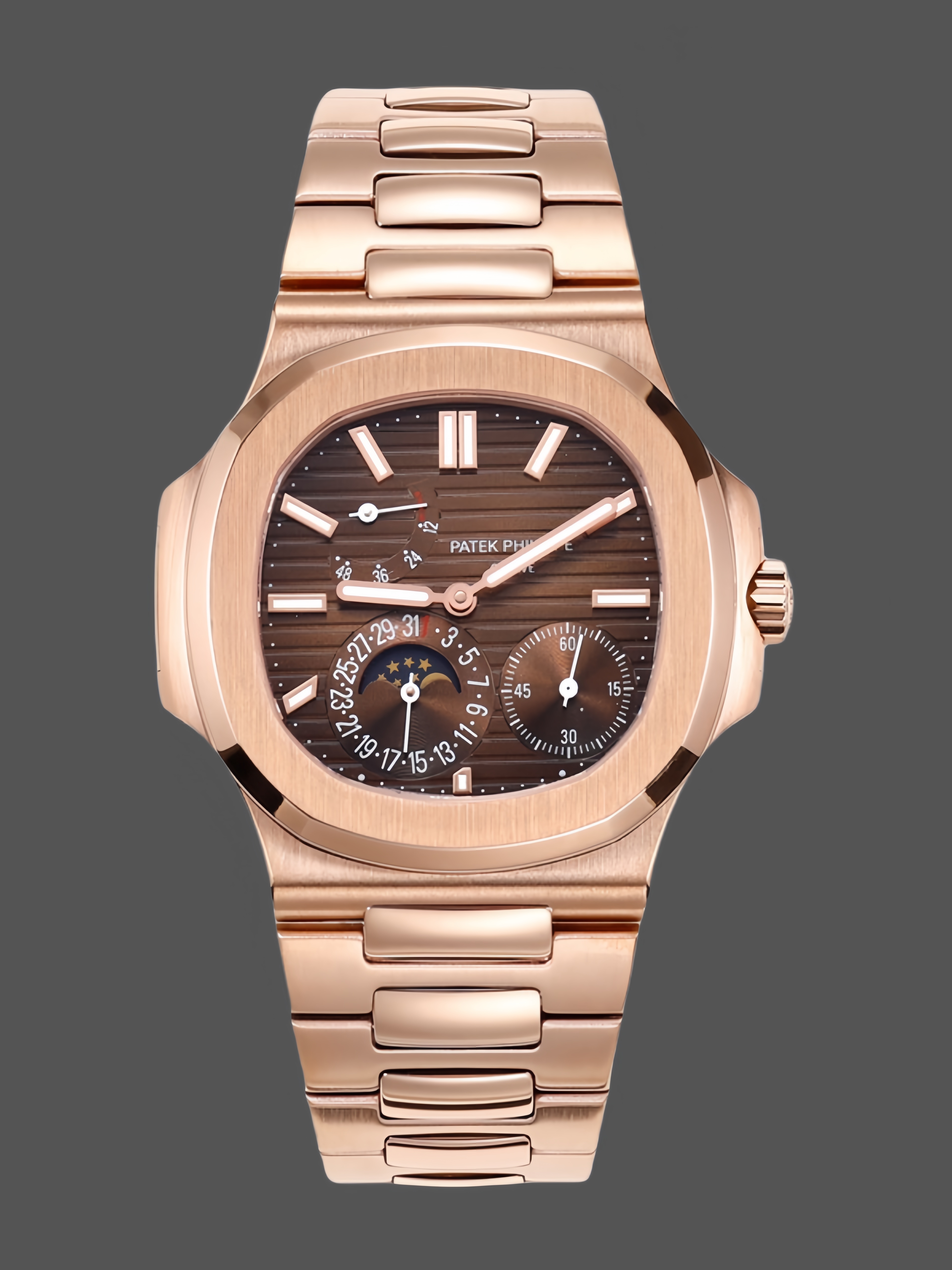 Nautilus 5712 Super clone Rose Gold Brown Sunburst Dial Timepiece