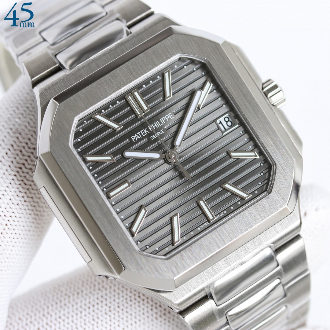 Square Nautilus-inspired 5821 Dark Gray Sunburst Full Steel Super Clone