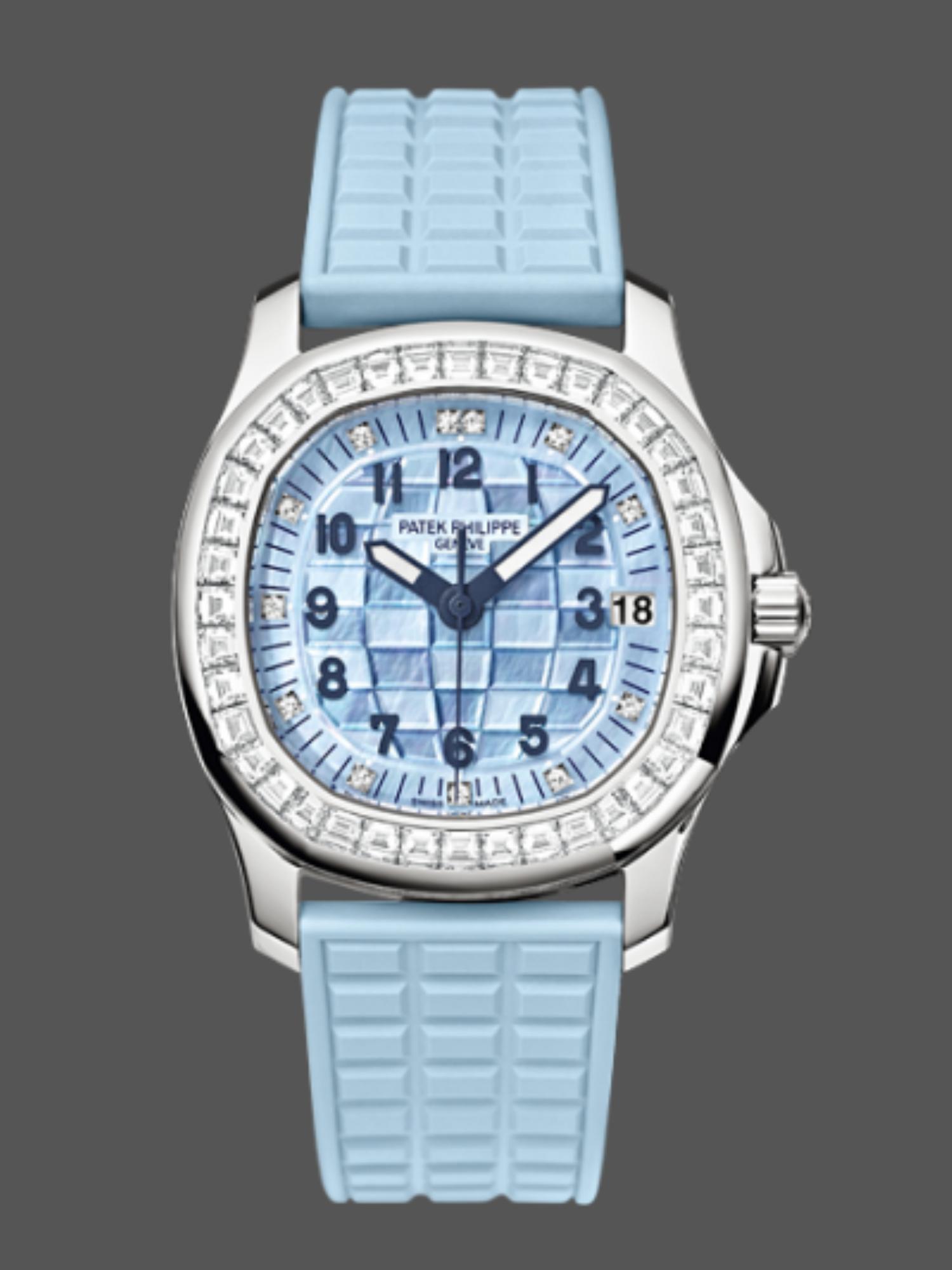 36MM Silver Diamond‑Bezel Ladies Automatic Blue Dial Luxury Timepiece