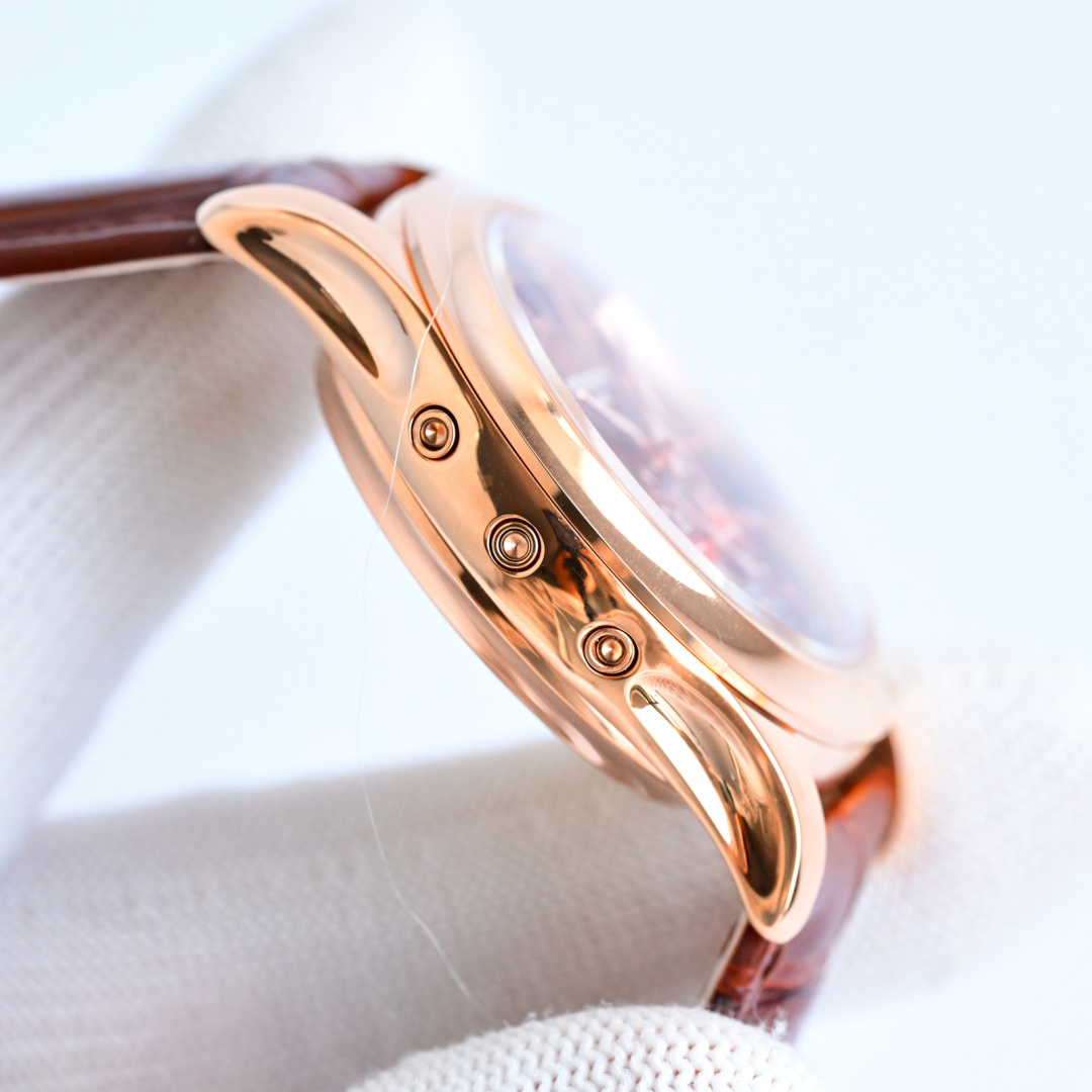Rose Gold Flyback Chronograph Watch with Sunburst Brown Dial – Luxury Time Management