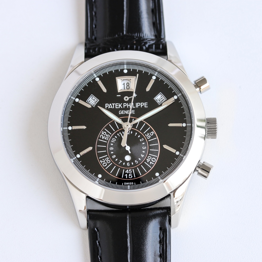 Black Dial Chronograph Annual Calendar | White Gold Dual Complication Watch