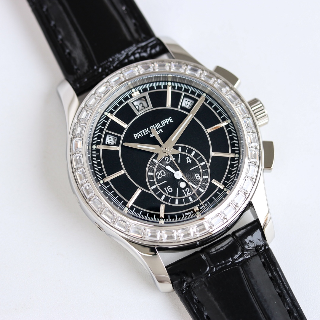 5960/1G-001 Black Dial Super Clone | White Gold Diamond Bezel