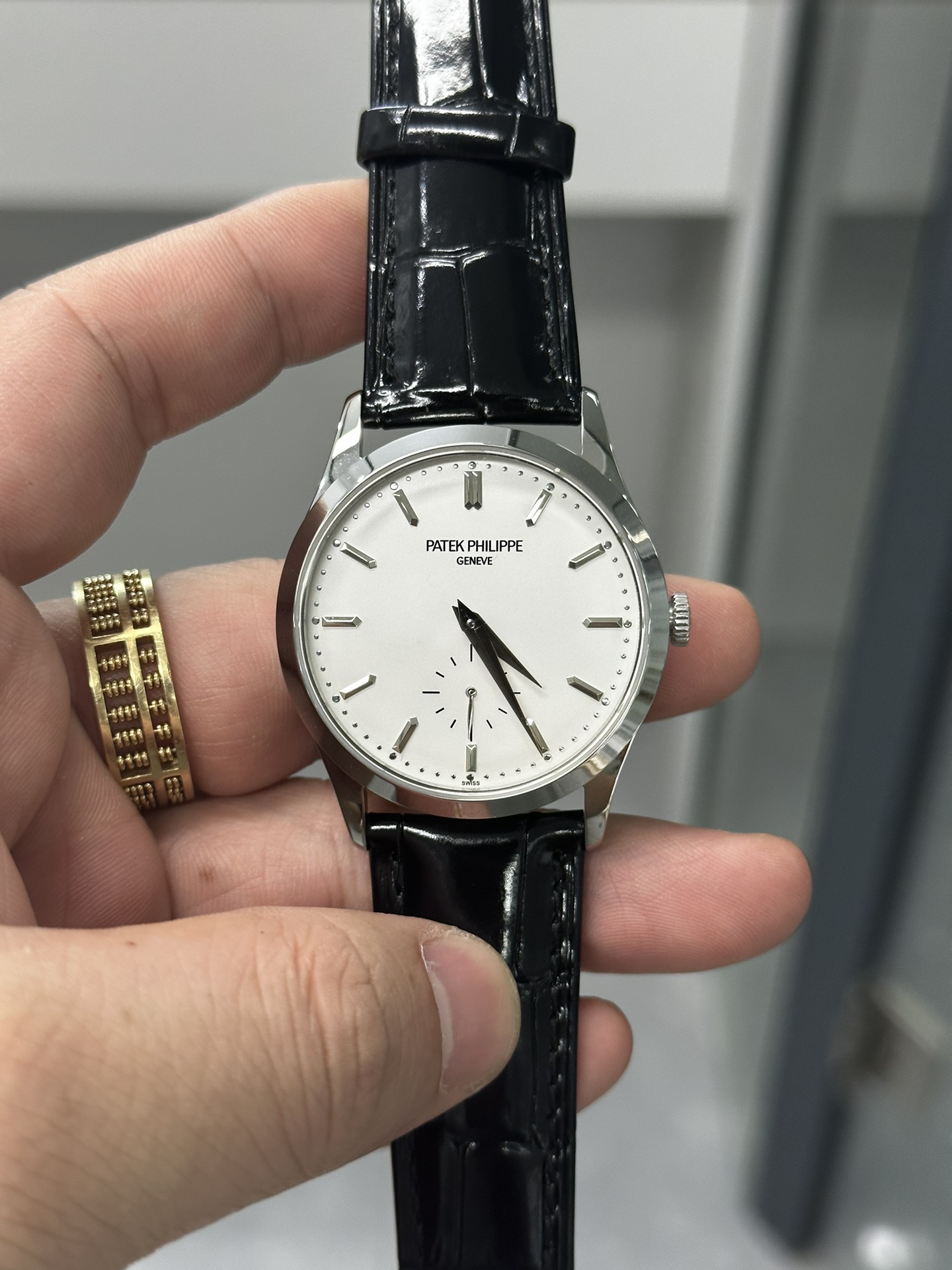 Calatrava 5196G 001 Super Clone White Gold Silver Dial Unisex Watch