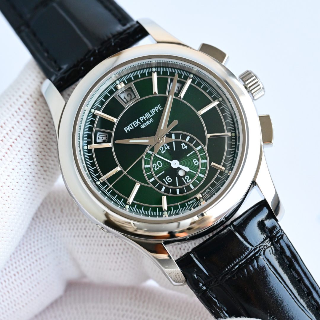42mm Green Sunburst Dial Multi-Function Chronograph Watch