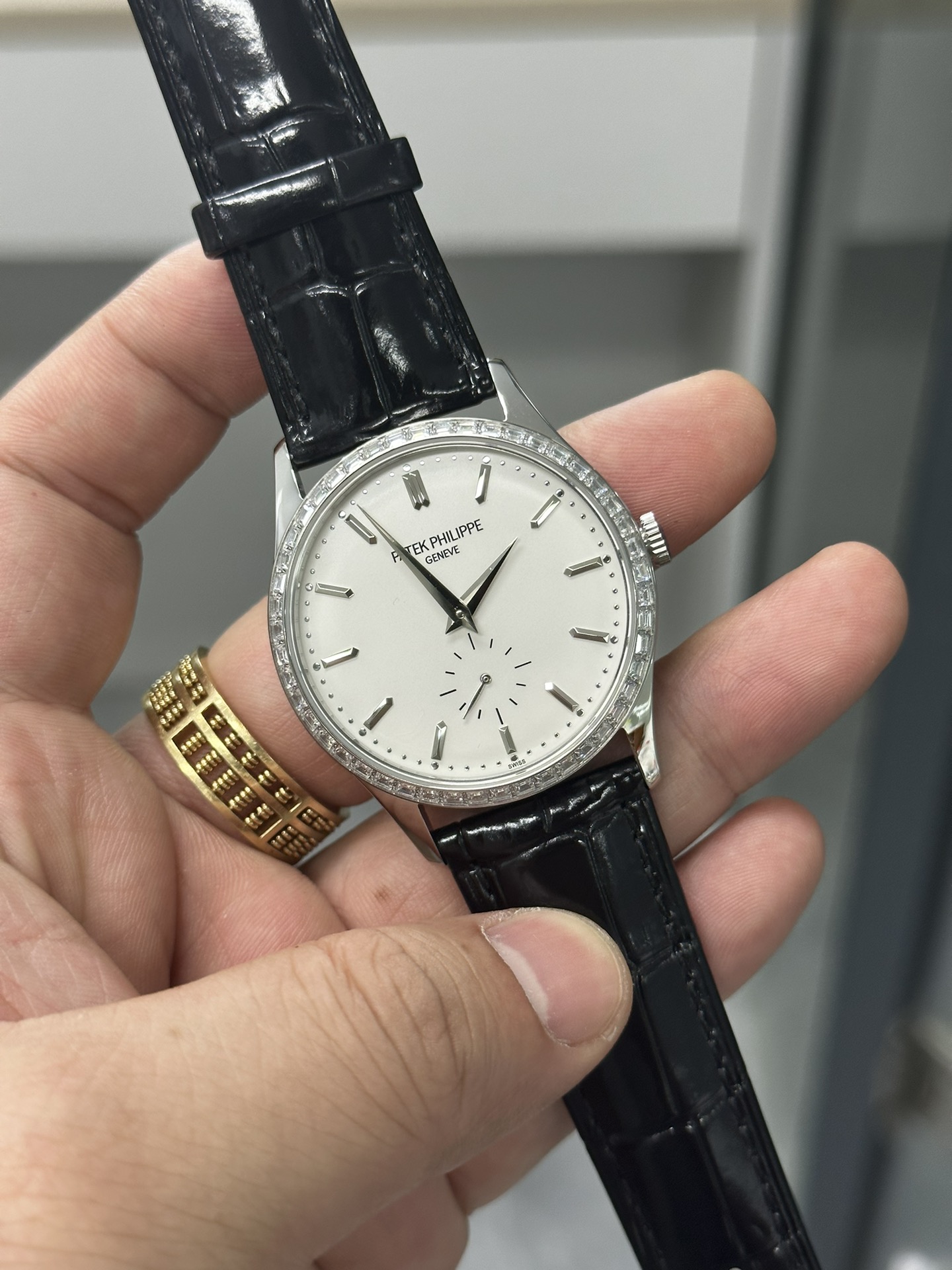 Calatrava 5196G 001 Super Clone White Gold Silver Dial Unisex Watch