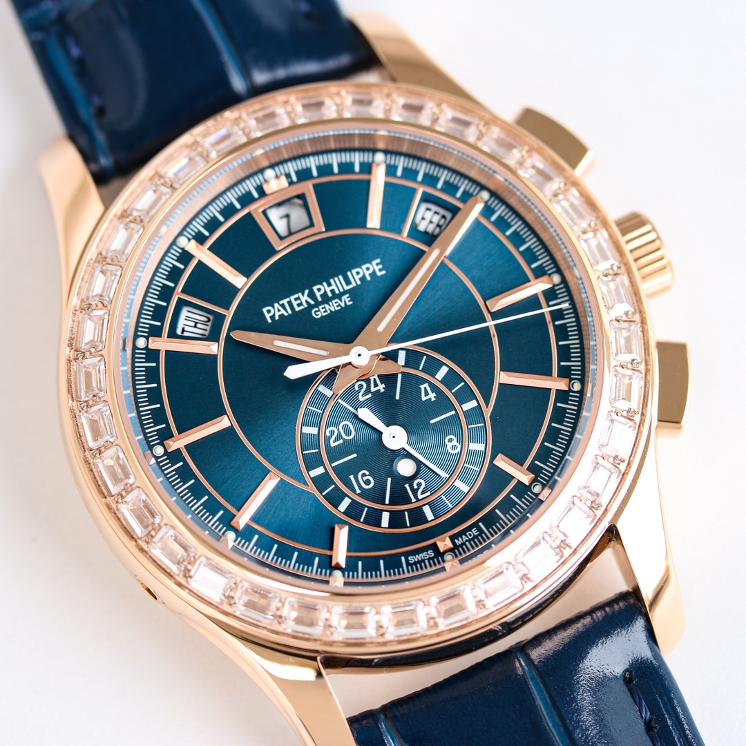 5960/1R-011 Super Clone | Rose Gold Diamond Bezel Blue Dial