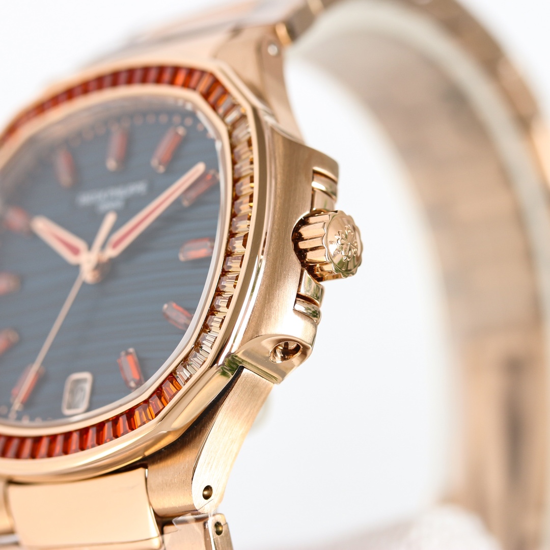Nautilus 7118 Super Clone Rose Gold Blue Dial Ladies Watch