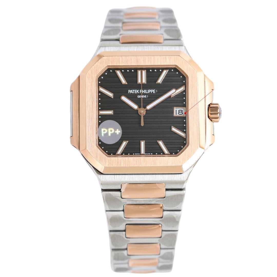 Square Nautilus-inspired 7128 Black Sunburst Two-Tone Super Clone