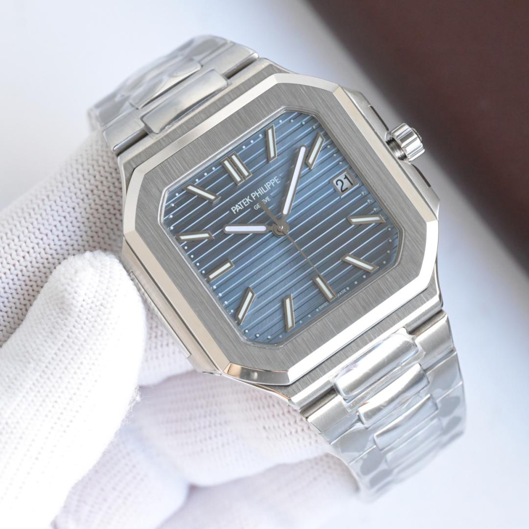 Square Nautilus-inspired 5821 Navy Blue Sunburst Full Steel Super Clone