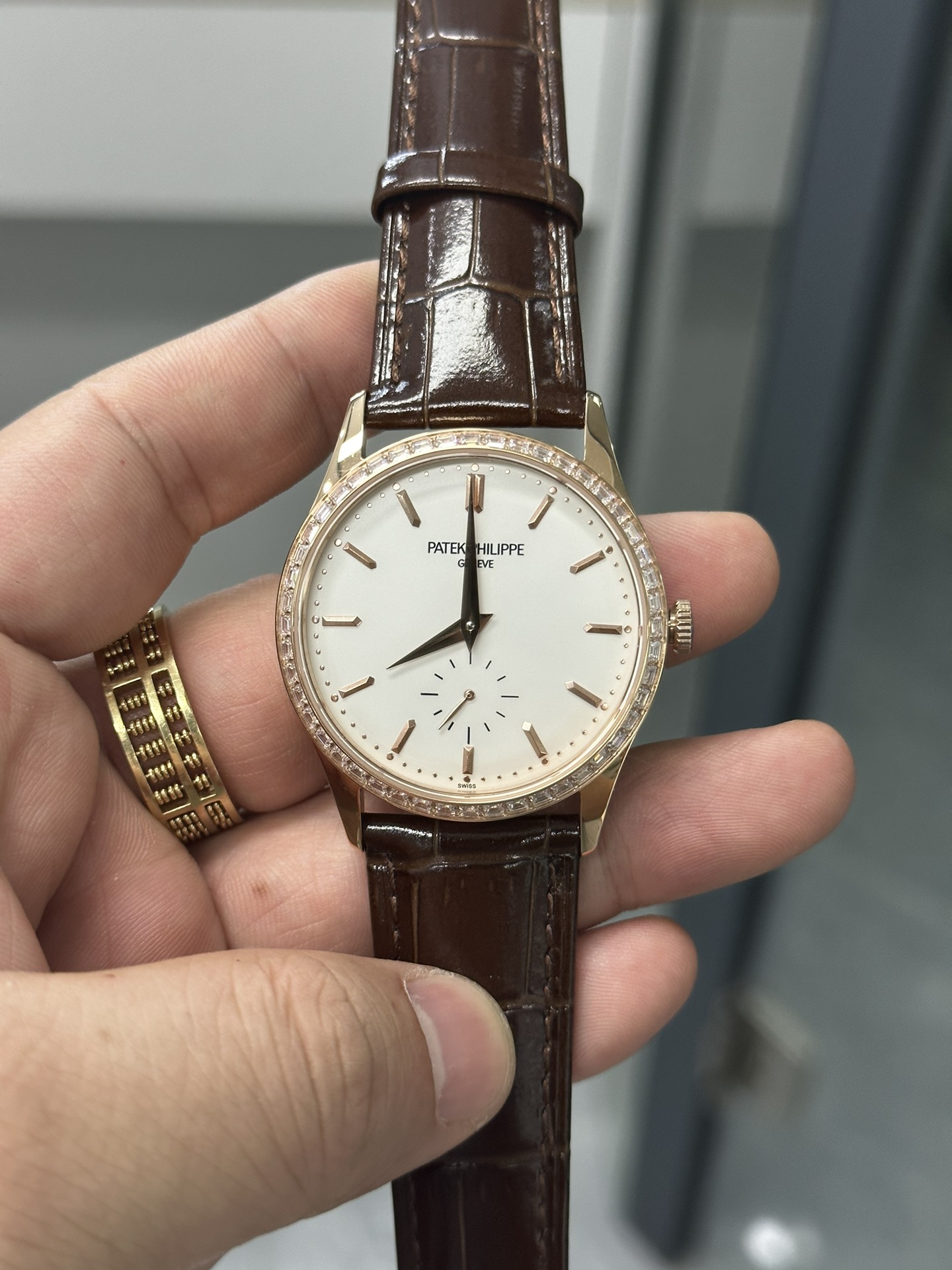 Calatrava 5196G 001 Super Clone White Gold Silver Dial Unisex Watch