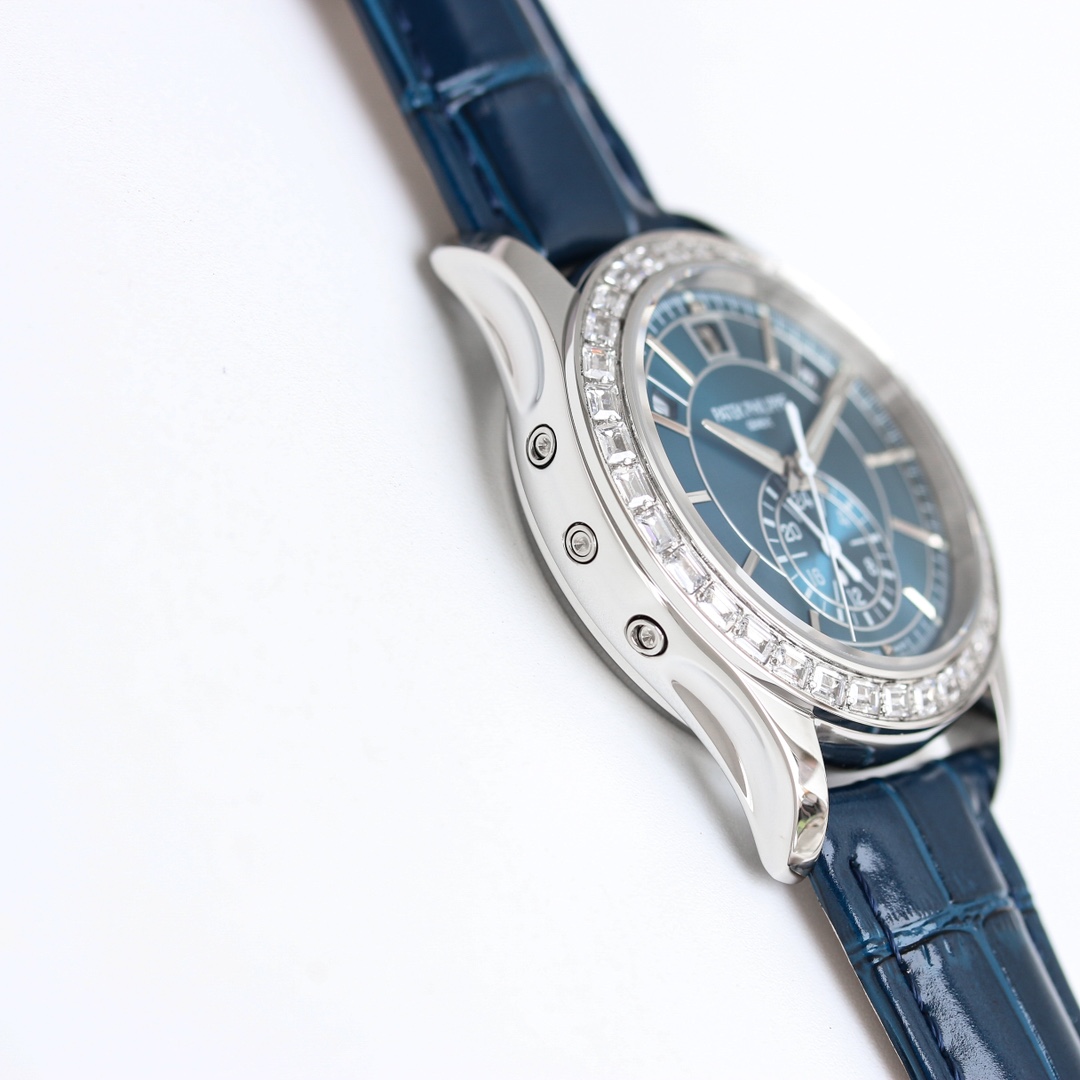 5960/1G-001 Super Clone | White Gold Diamond Bezel Blue Dial