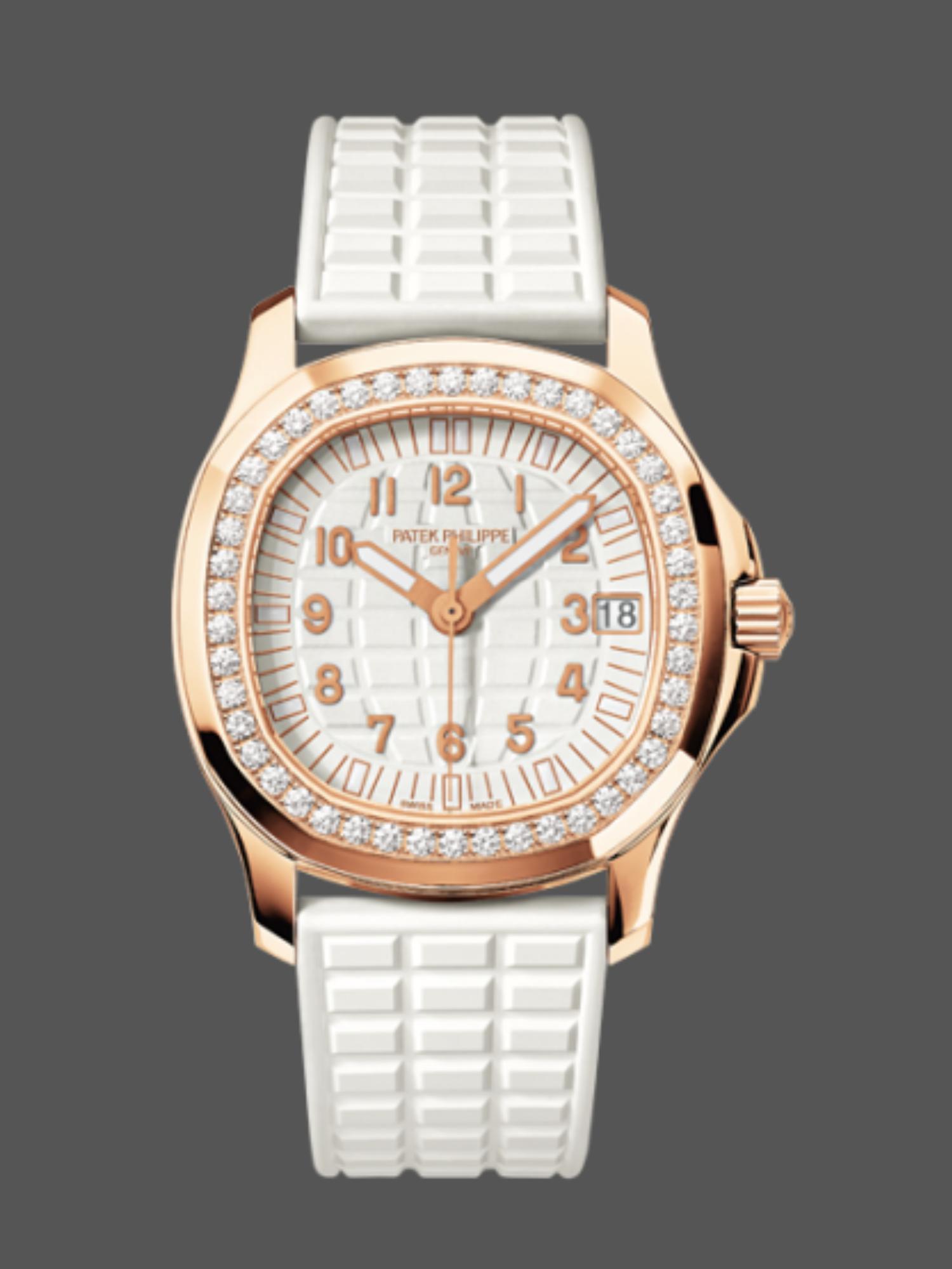 5068R‑010 Super Clone 36MM Gold‑Tone White Dial White Rubber Strap Ladies Watch