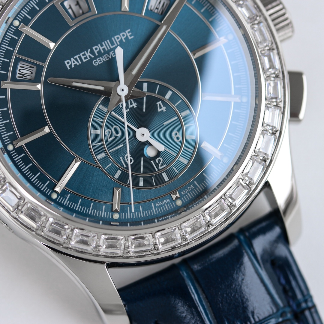 5960/1G-001 Super Clone | White Gold Diamond Bezel Blue Dial