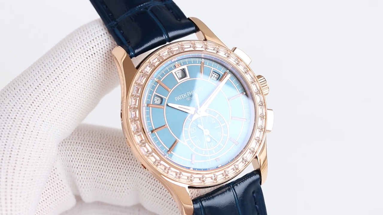 5960/1R-011 Super Clone | Rose Gold Diamond Bezel Blue Dial