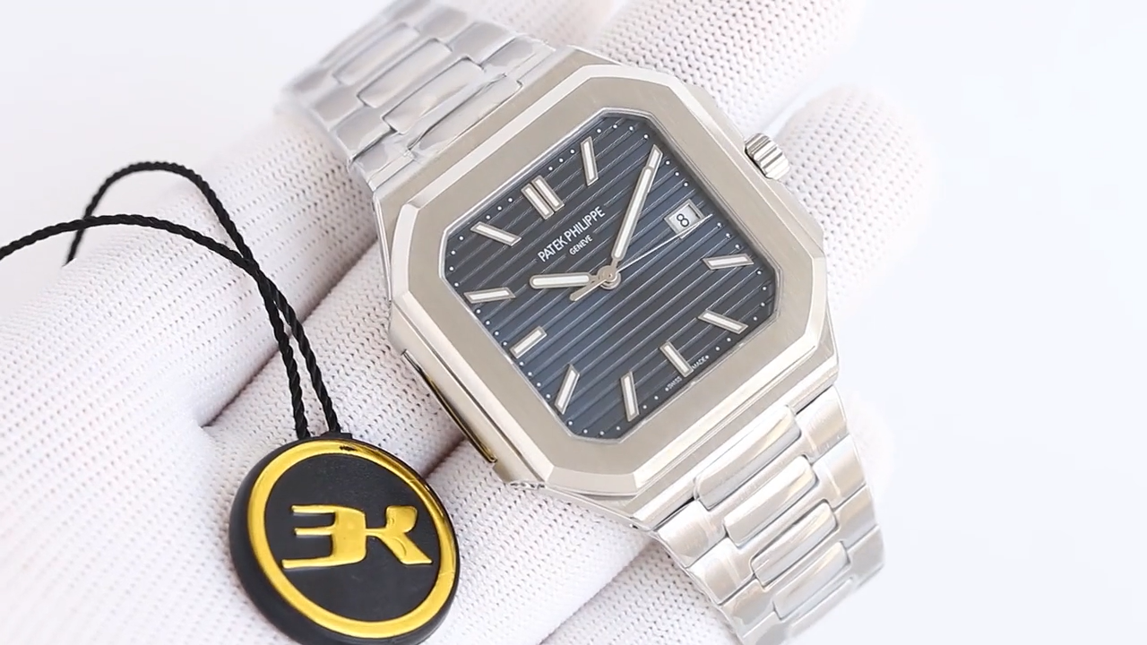 Square Nautilus-inspired 5821 Navy Blue Sunburst Full Steel Super Clone