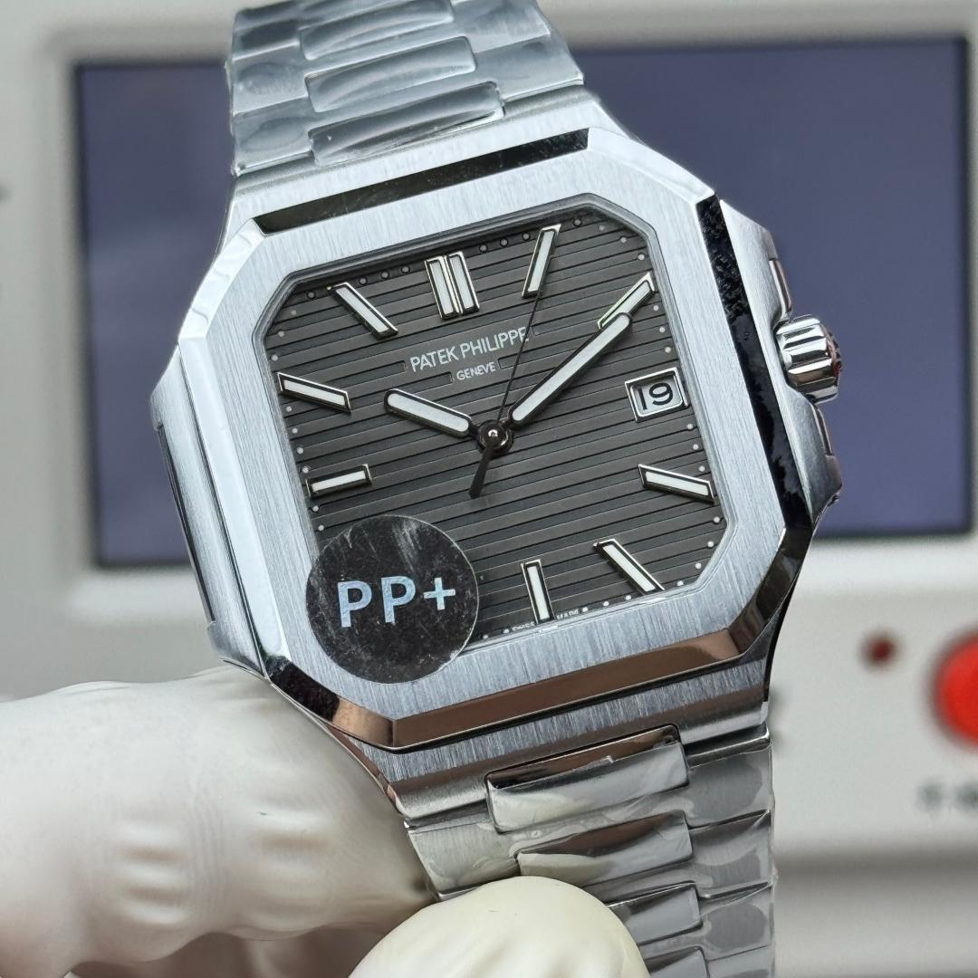 Square Nautilus-inspired 5821 Dark Gray Sunburst Full Steel Super Clone