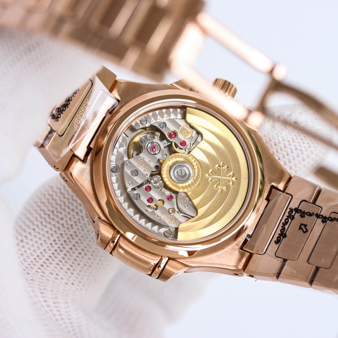 Rose Gold Ladies Watch with Golden Striped Dial | Nautilus-Inspired Warmth Edition