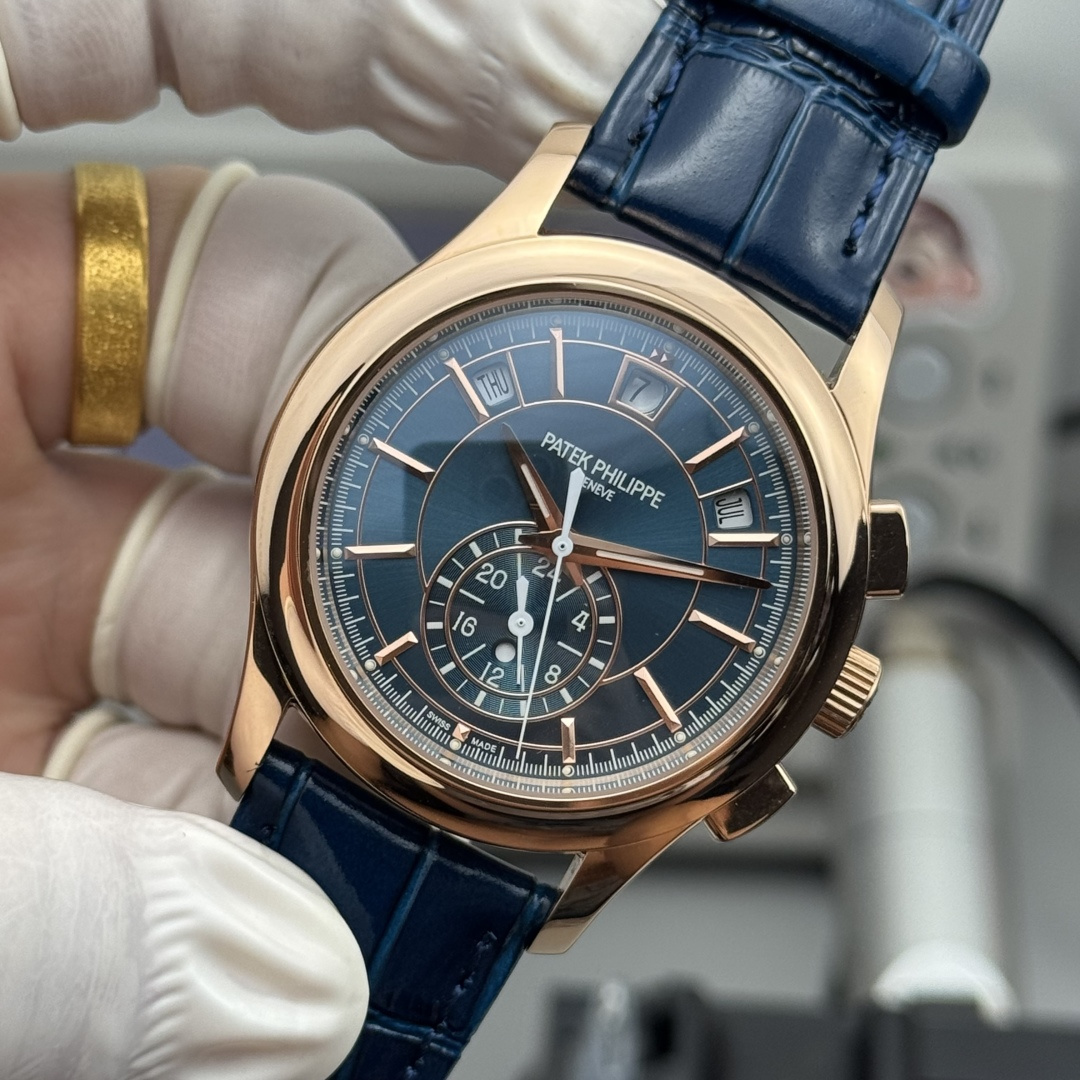 5960/01R-001 Super Clone | Rose Gold Annual Calendar Chronograph Blue Dial