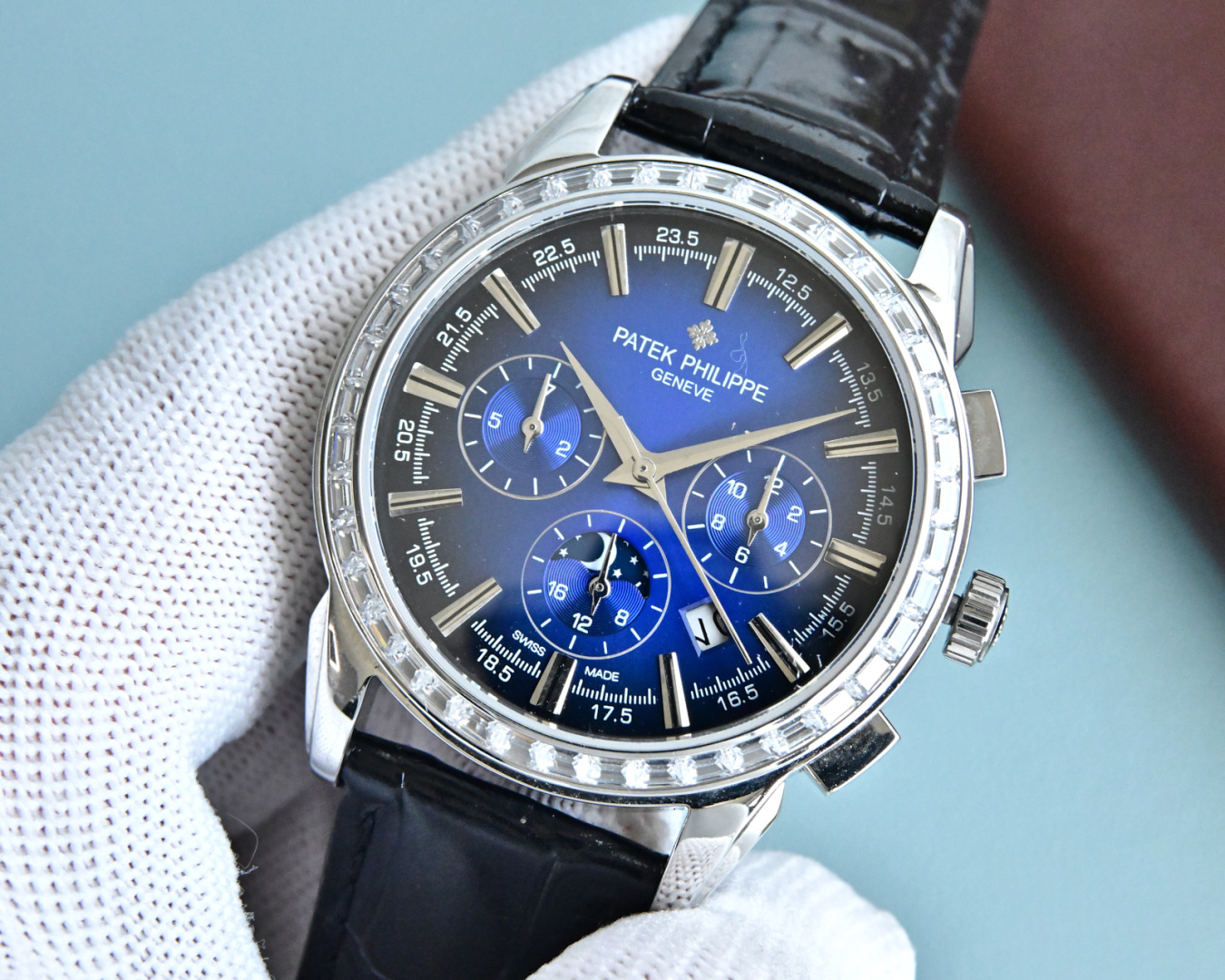 Grand Prix Heritage 42mm Chronograph – Blue Guilloché Dial with Moon Phase