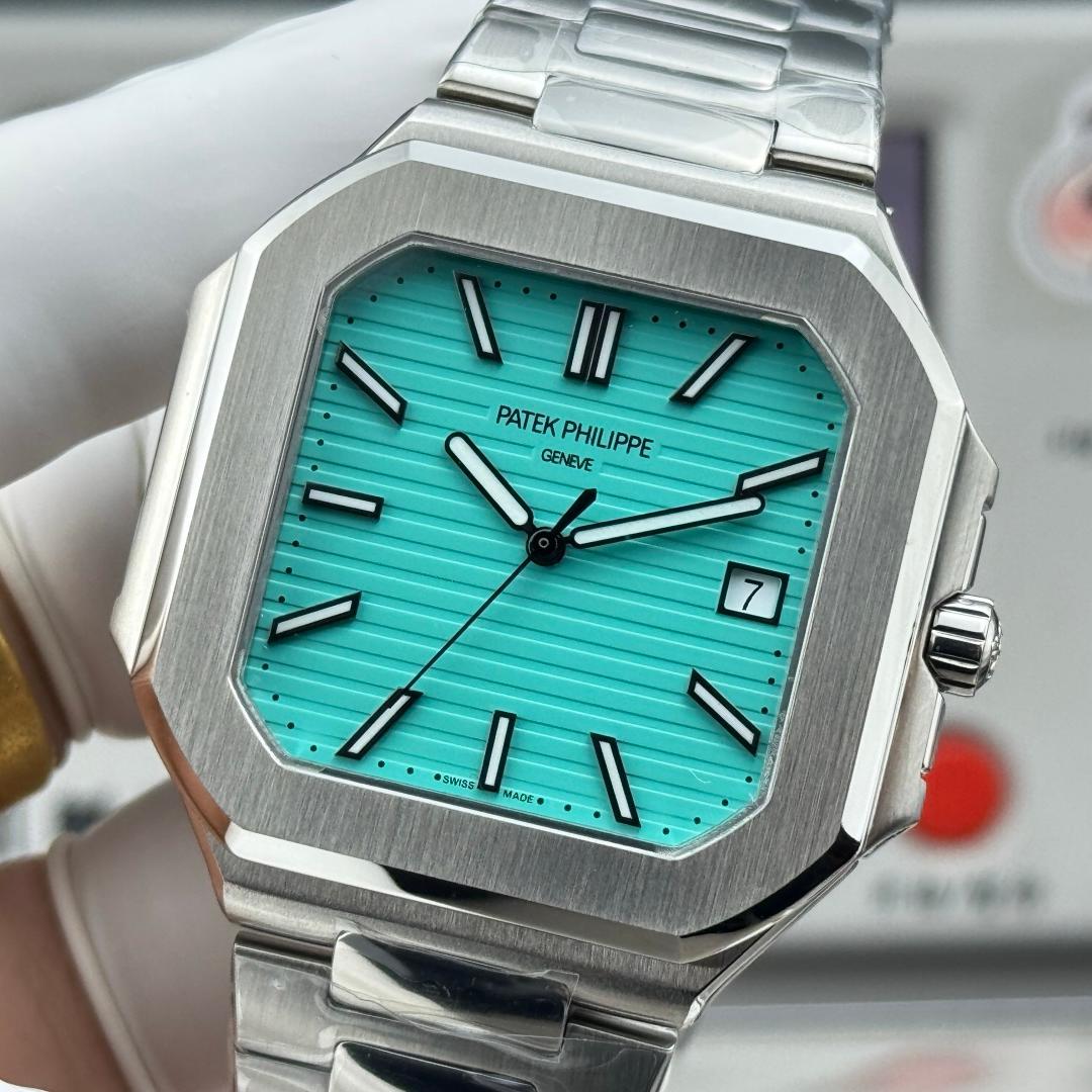 Square Nautilus-inspired 5821 Tiffany Blue Sunburst Full Steel Super Clone