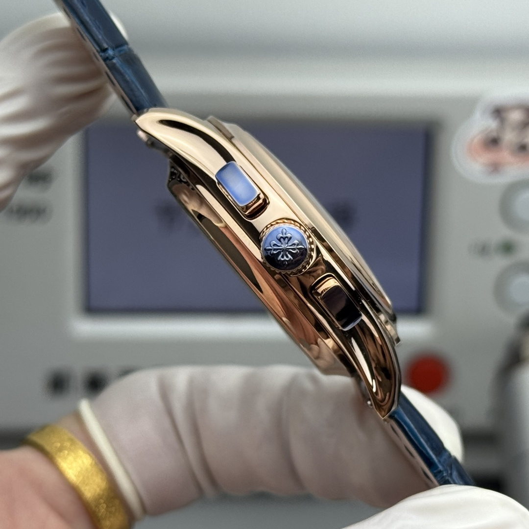 5960/01R-001 Super Clone | Rose Gold Annual Calendar Chronograph Blue Dial