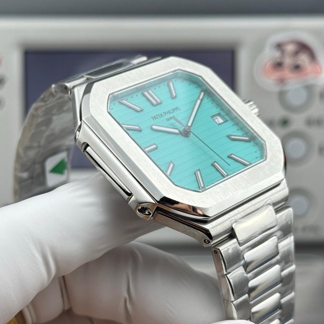 Square Nautilus-inspired 5821 Tiffany Blue Sunburst Full Steel Super Clone