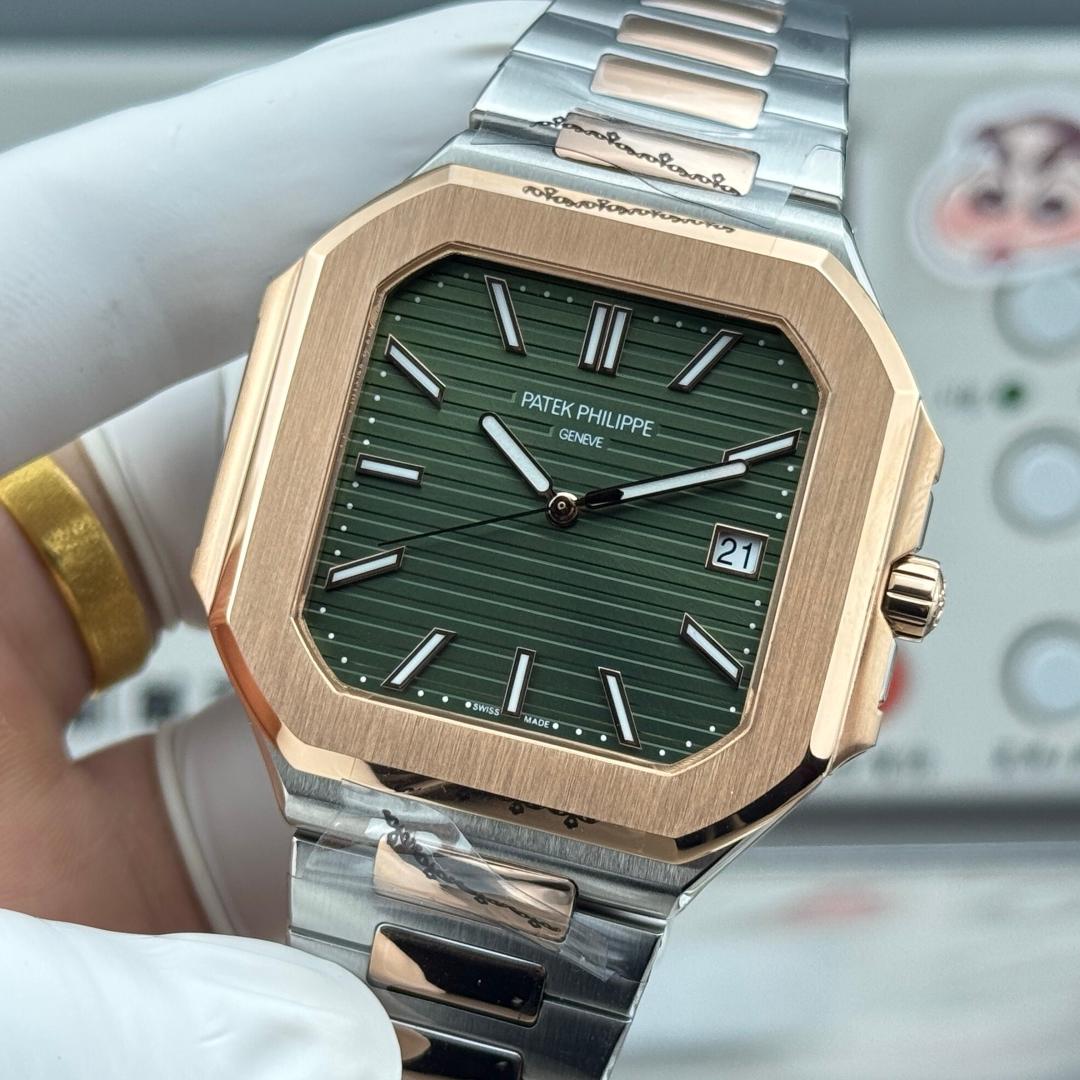 Square Nautilus-inspired 5821 Olive Green Dial & Rose Gold Case Super Clone