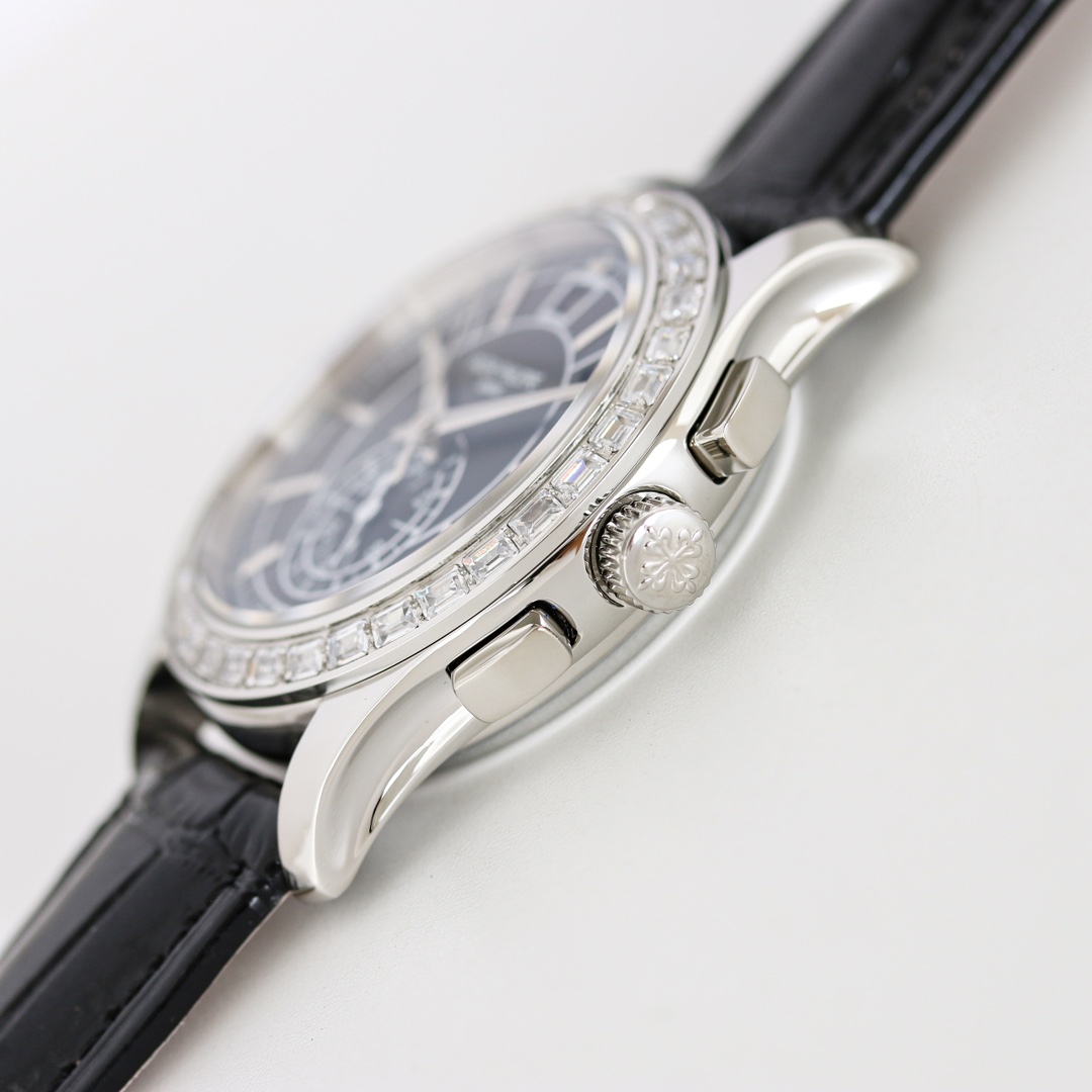 5960/1G-001 Black Dial Super Clone | White Gold Diamond Bezel
