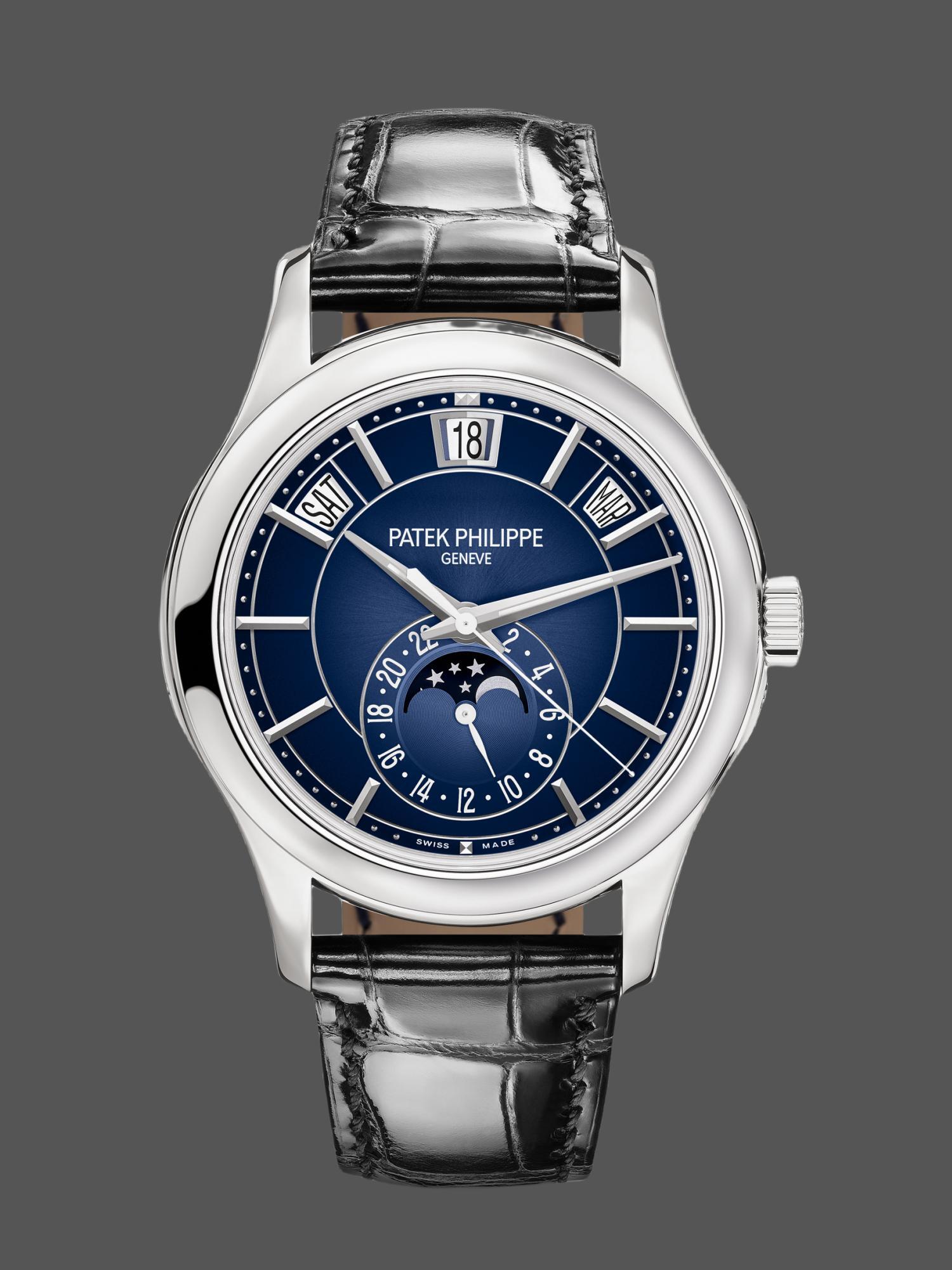 40mm Blue Dial White Gold Complications Precision Timepiece for Gentlemen