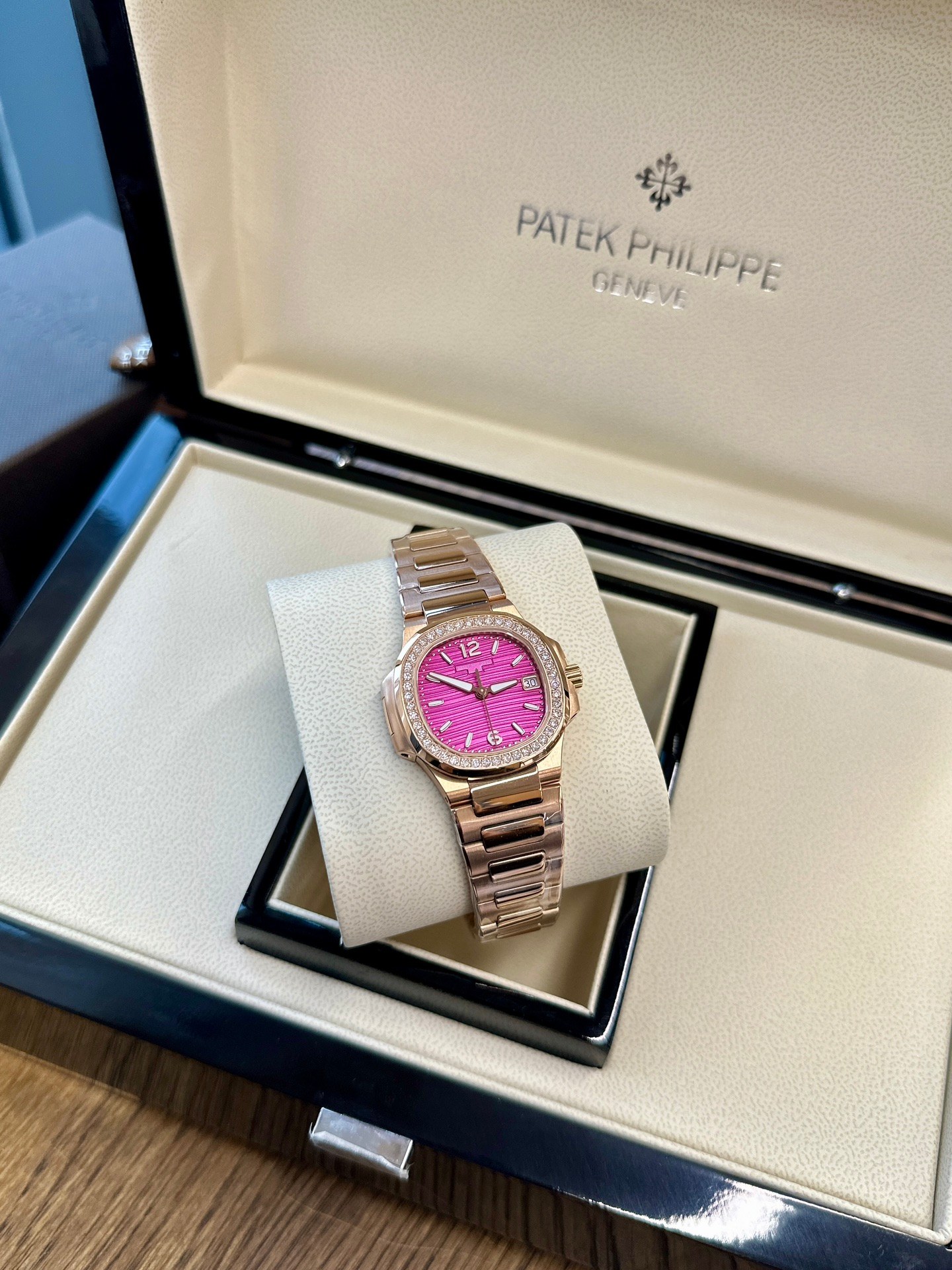 Calatrava 7010 1R 013 Super Clone Rose Gold Purple Dial Ladies Watch