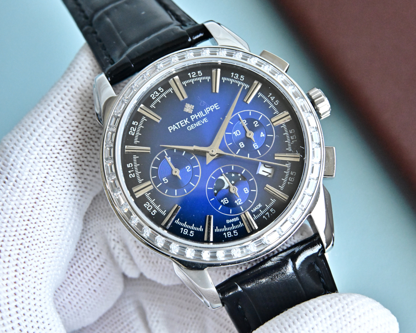 Grand Prix Heritage 42mm Chronograph – Blue Guilloché Dial with Moon Phase