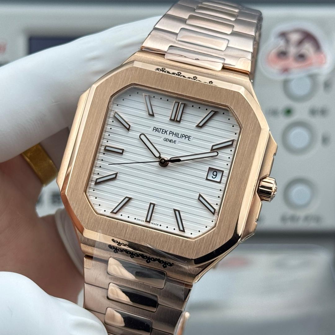 Square Nautilus-inspired 5821 White Dial Rose Gold Super Clone