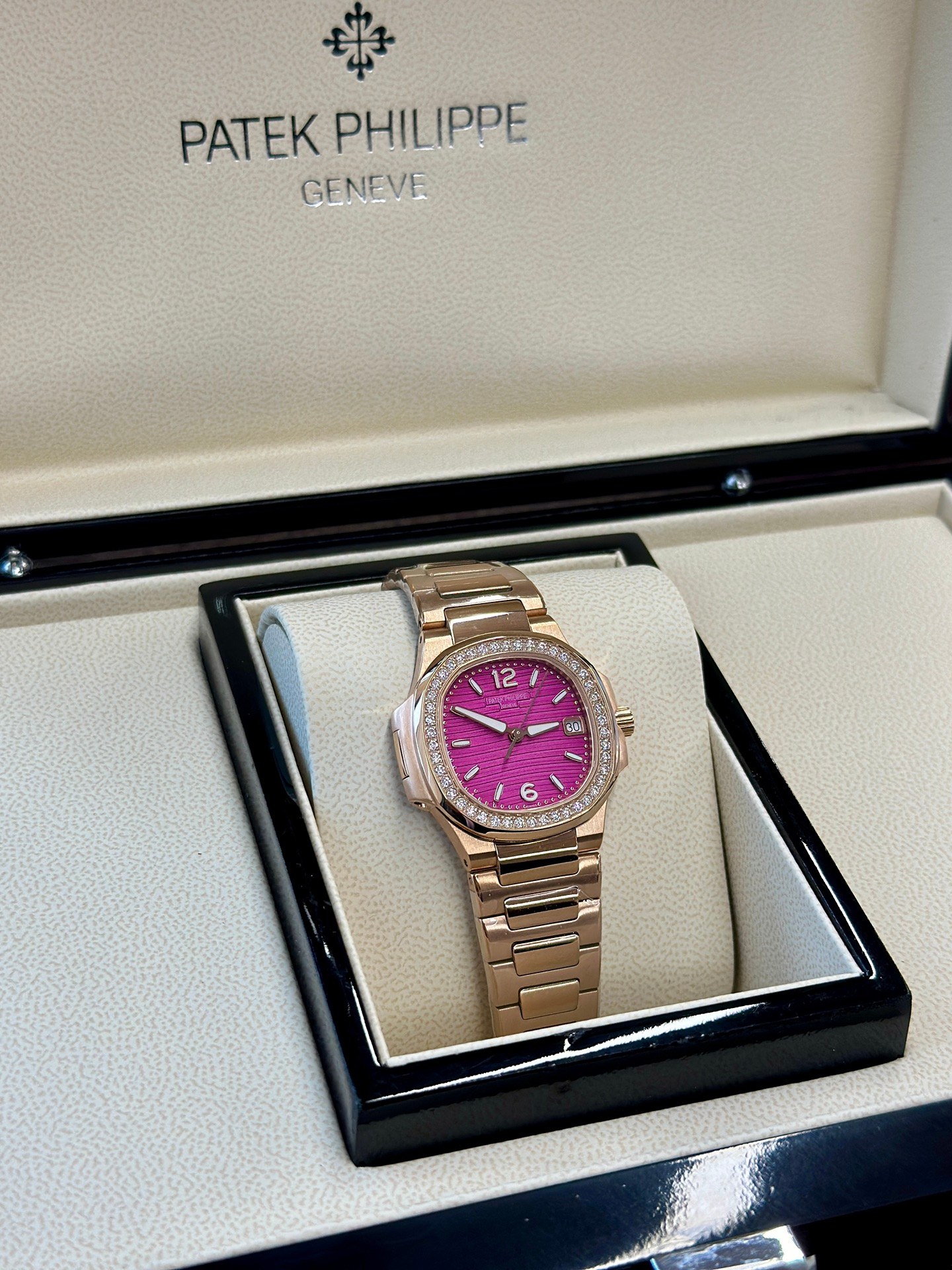 Calatrava 7010 1R 013 Super Clone Rose Gold Purple Dial Ladies Watch