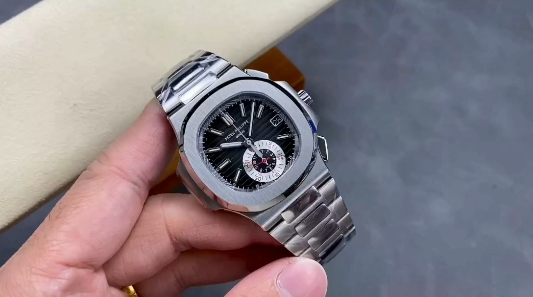 5980 1A 014 Super Clone Silver Black Dial Mens Sports Watch