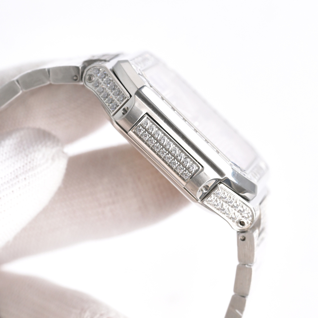 Square Nautilus-inspired 5821 Red Sunburst Full Pavé Diamond Super Clone
