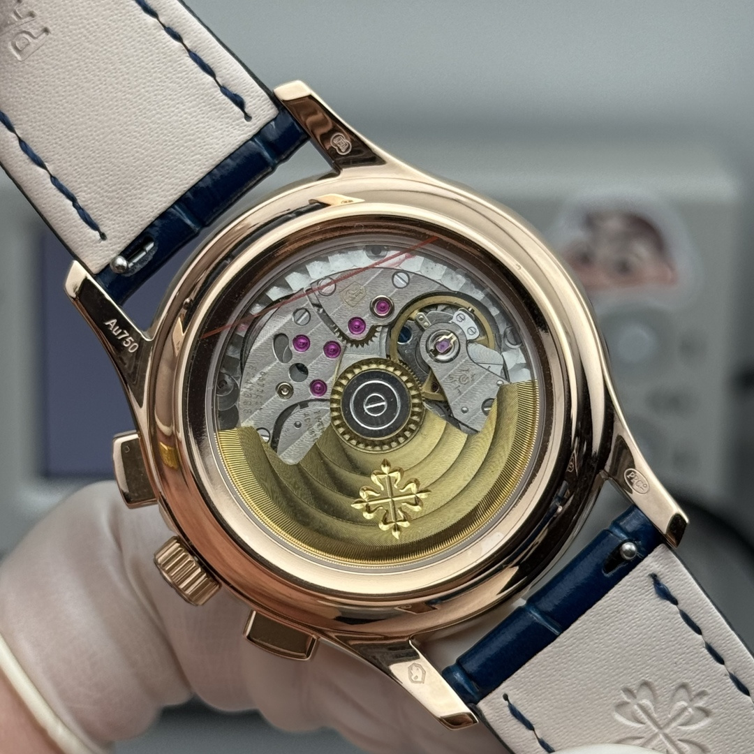 5960/01R-001 Super Clone | Rose Gold Annual Calendar Chronograph Blue Dial
