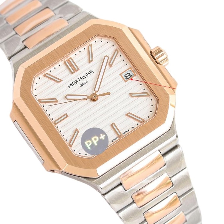 Square Nautilus-inspired 7128 White Sunburst Two-Tone Super Clone